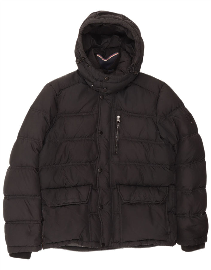 Giacca imbottita con cappuccio da uomo Tommy Hilfiger UK 38 Cotone grigio medio