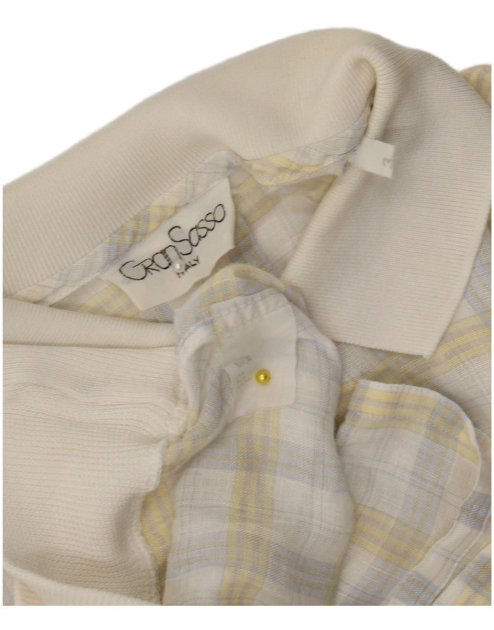 Camicia pullover a maniche corte da uomo Gran Sasso Lino a quadri bianco medio