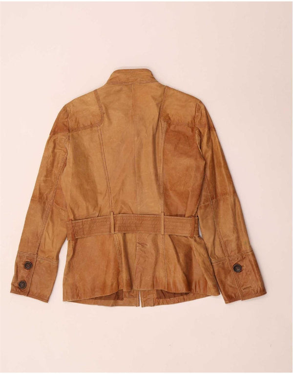 Zara Giacca in pelle scamosciata da donna UK 14 Large Marrone Pelle