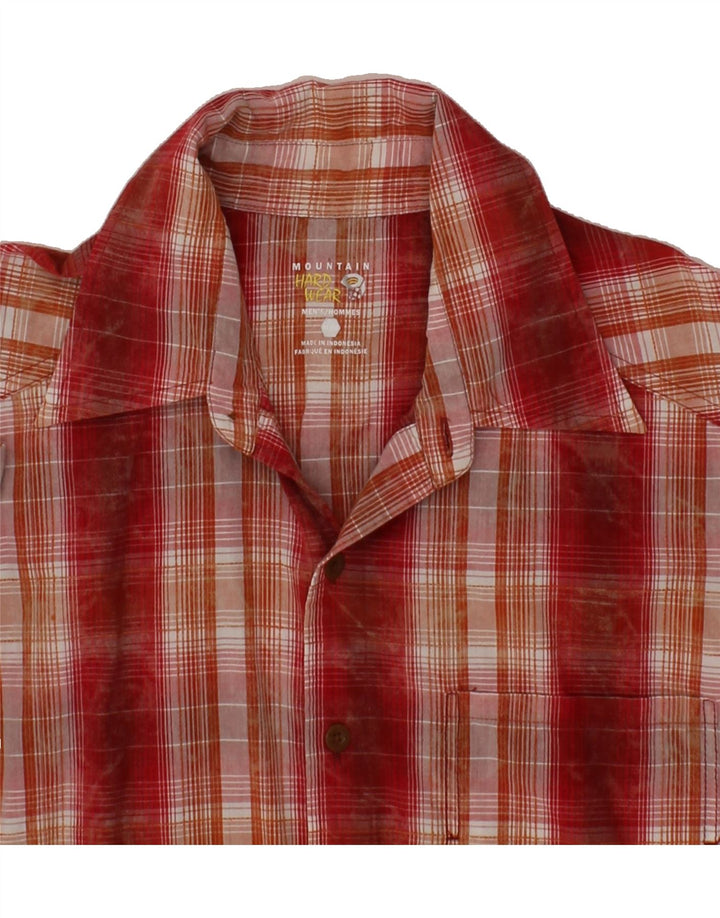 VINTAGE Mens Short Sleeve Shirt Medium Red Check Cotton Vintage Vintage and Second-Hand Vintage from Messina Hembry 