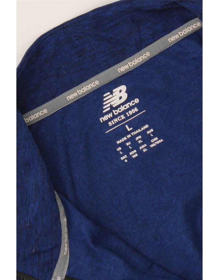 New Balance Uomo Zip Collo Pullover Tuta Top Grande Blu Chiazzato