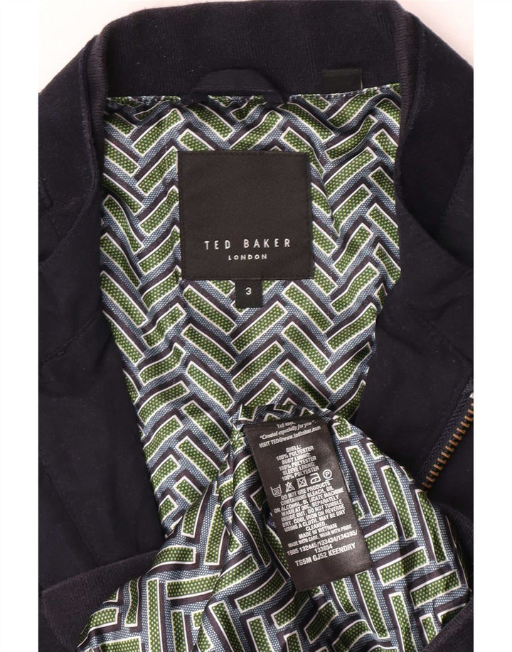 Giubbotto bomber da uomo Ted Baker taglia 3 medio poliestere blu navy