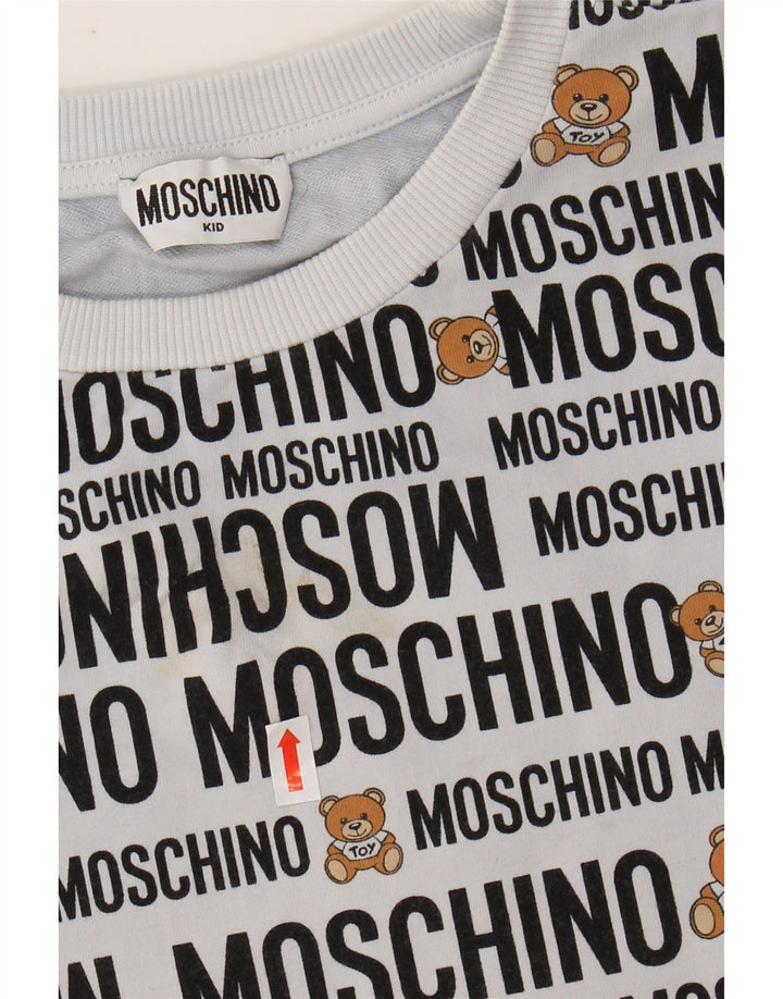 T-shirt grafica per ragazze MOSCHINO Top 7-8 anni in cotone grigio