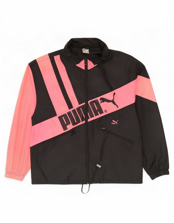 Giacca antipioggia Puma da uomo con grafica con cappuccio UK 40 Large Black Colourblock
