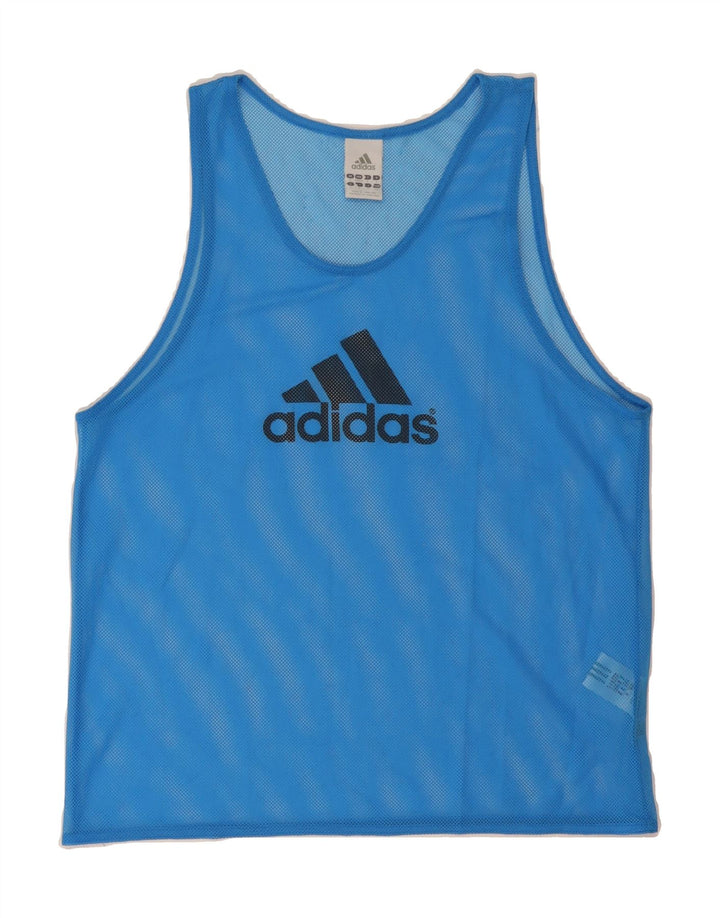 ADIDAS Mens Graphic Vest Top Small Blue Polyester Vintage Adidas and Second-Hand Adidas from Messina Hembry 