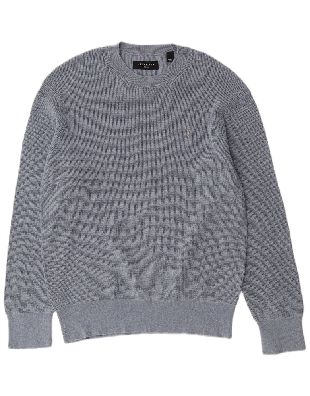 ALL SAINTS Maglione da uomo girocollo in cotone blu medio