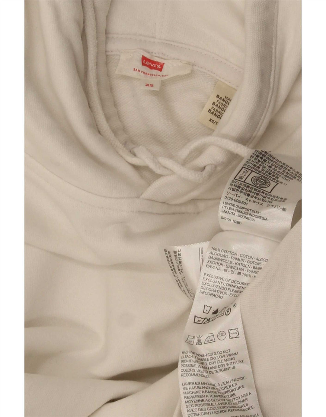 Maglione oversize con cappuccio da uomo Levi's XS in cotone bianco