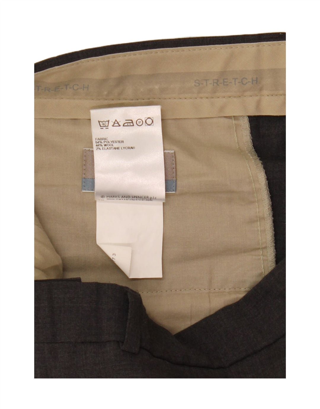 Pantaloni da abito dritti su misura da uomo Marks & Spencer W34 L29 poliestere grigio