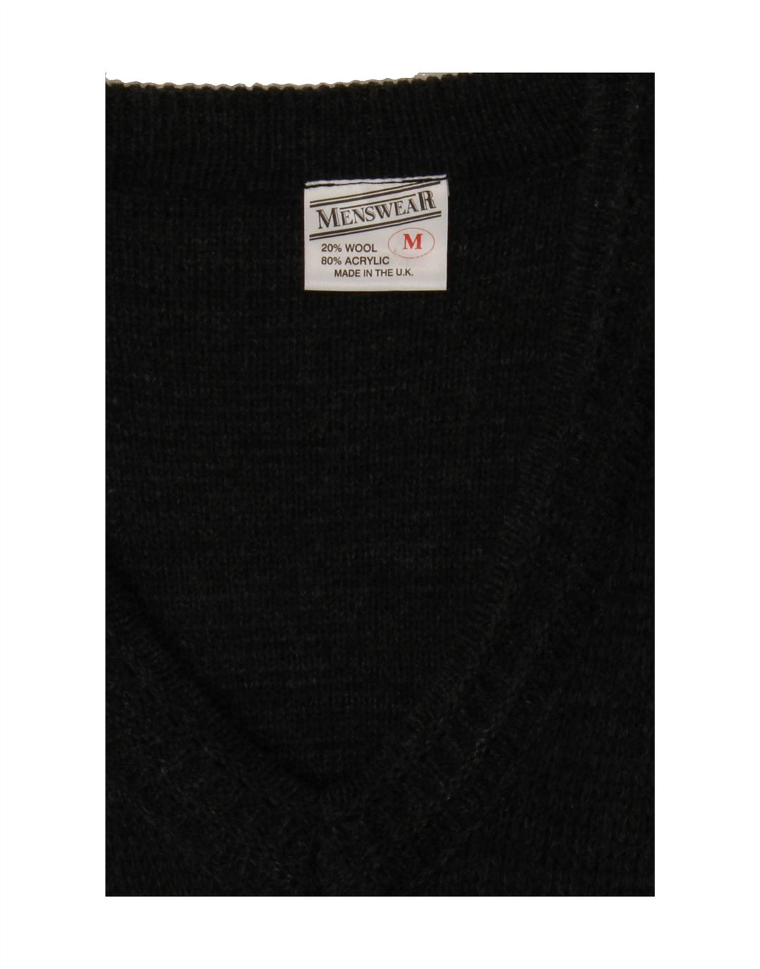 VINTAGE Mens V-Neck Jumper Sweater Medium Grey Fair Isle Wool Vintage Vintage and Second-Hand Vintage from Messina Hembry 