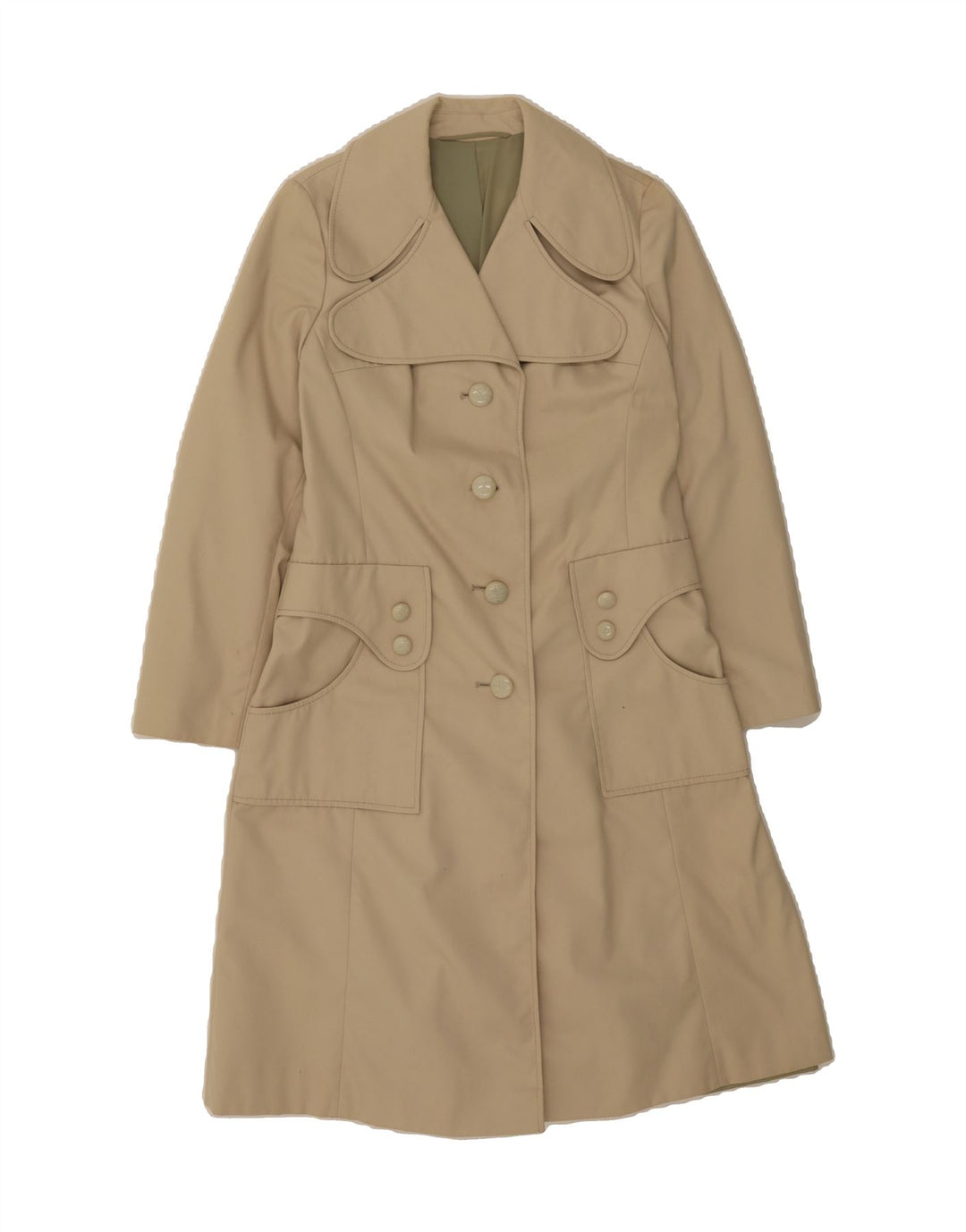 VINTAGE Womens Overcoat IT 40 Small Beige Polyester Vintage Vintage and Second-Hand Vintage from Messina Hembry 
