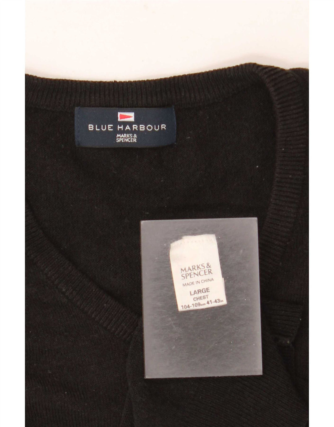 Maglione da uomo Marks & Spencer Blue Harbour con scollo a V grande acrilico nero