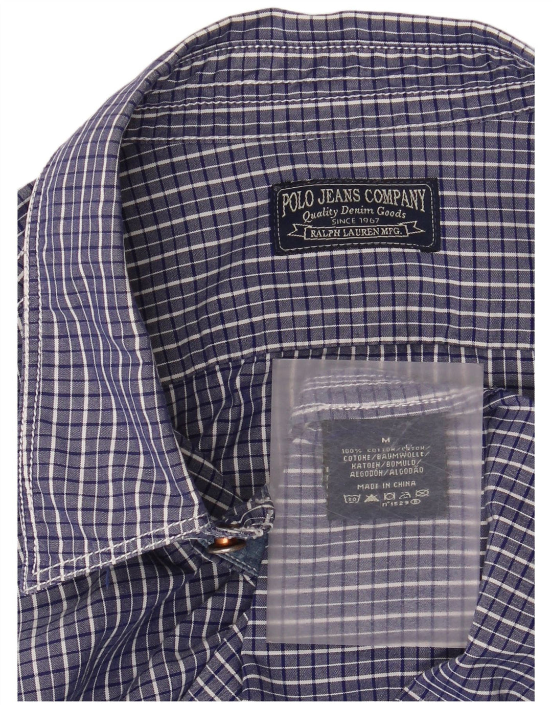 RALPH LAUREN Camicia da uomo in cotone a quadretti blu medio