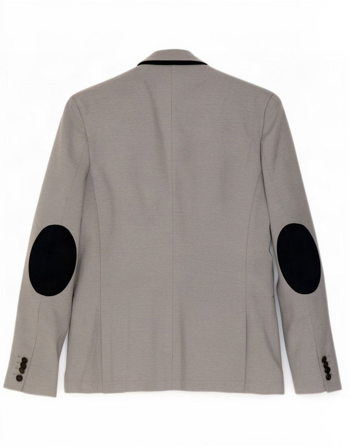Giacca blazer da uomo a 2 bottoni Zara EU 52 grande poliestere color block grigio