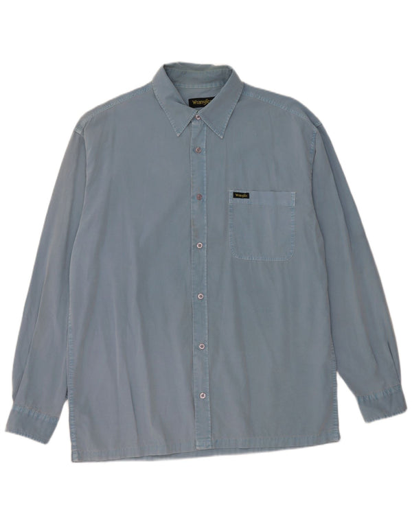 Camicia da uomo WRANGLER grande in cotone blu