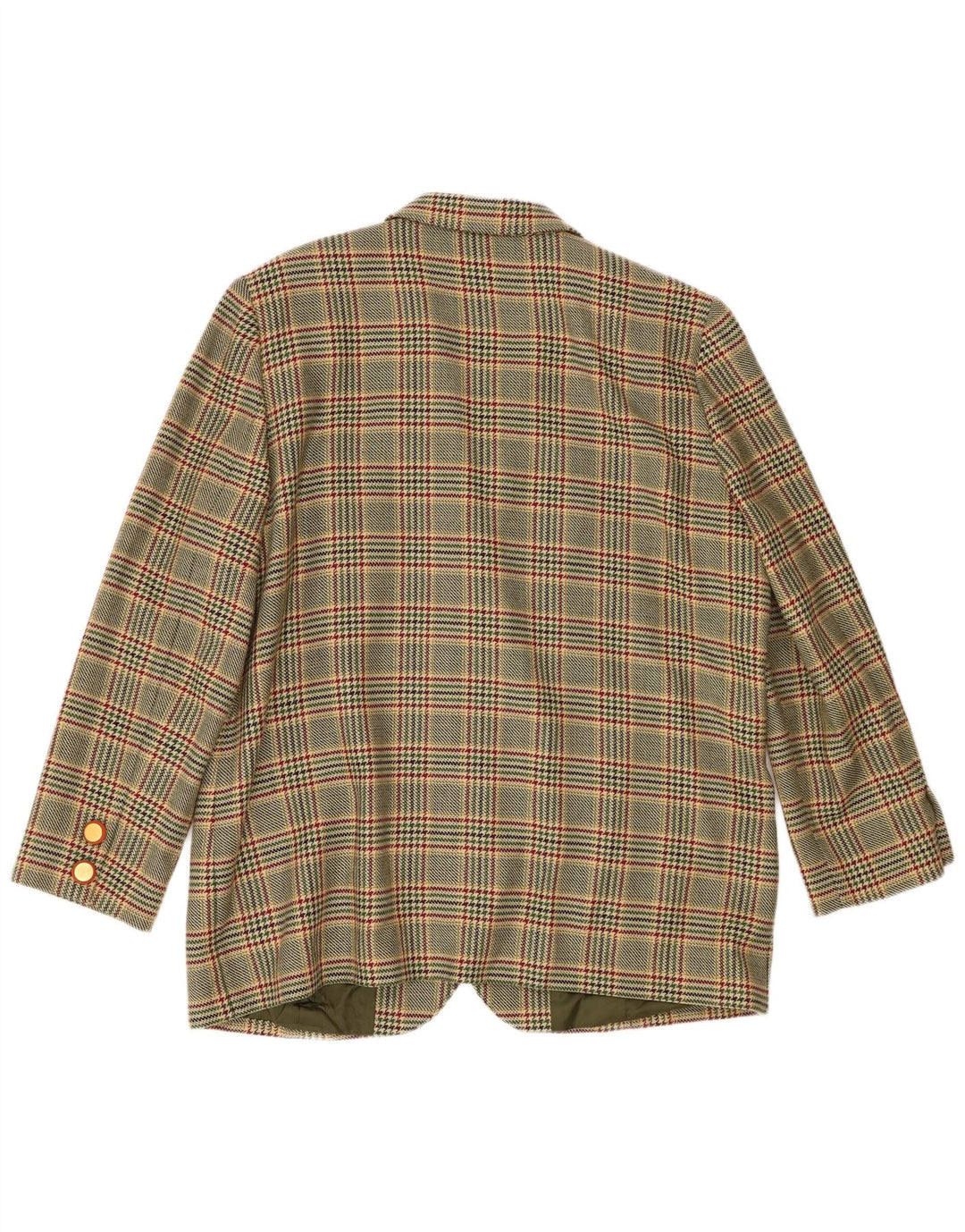 Donna Piu Giacca blazer a 3 bottoni da donna UK 20 2XL Lana pied de poule verde