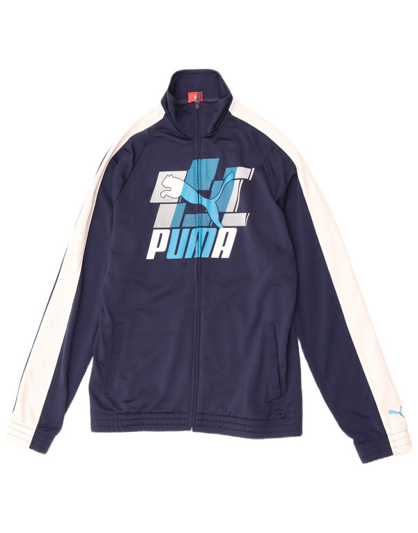 Giacca da ginnastica grafica da ragazzo Puma 15-16 anni Blu navy Colourblock