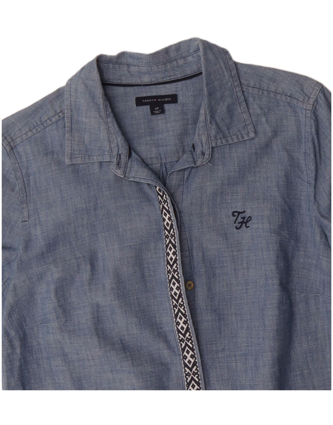 TOMMY HILFIGER Abito camicia da donna UK 10 Piccolo cotone blu