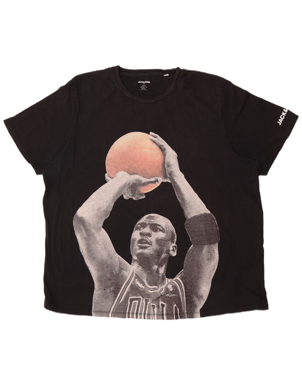Jack & Jones T-shirt grafica da uomo Michael Jordan Top 3XL cotone nero