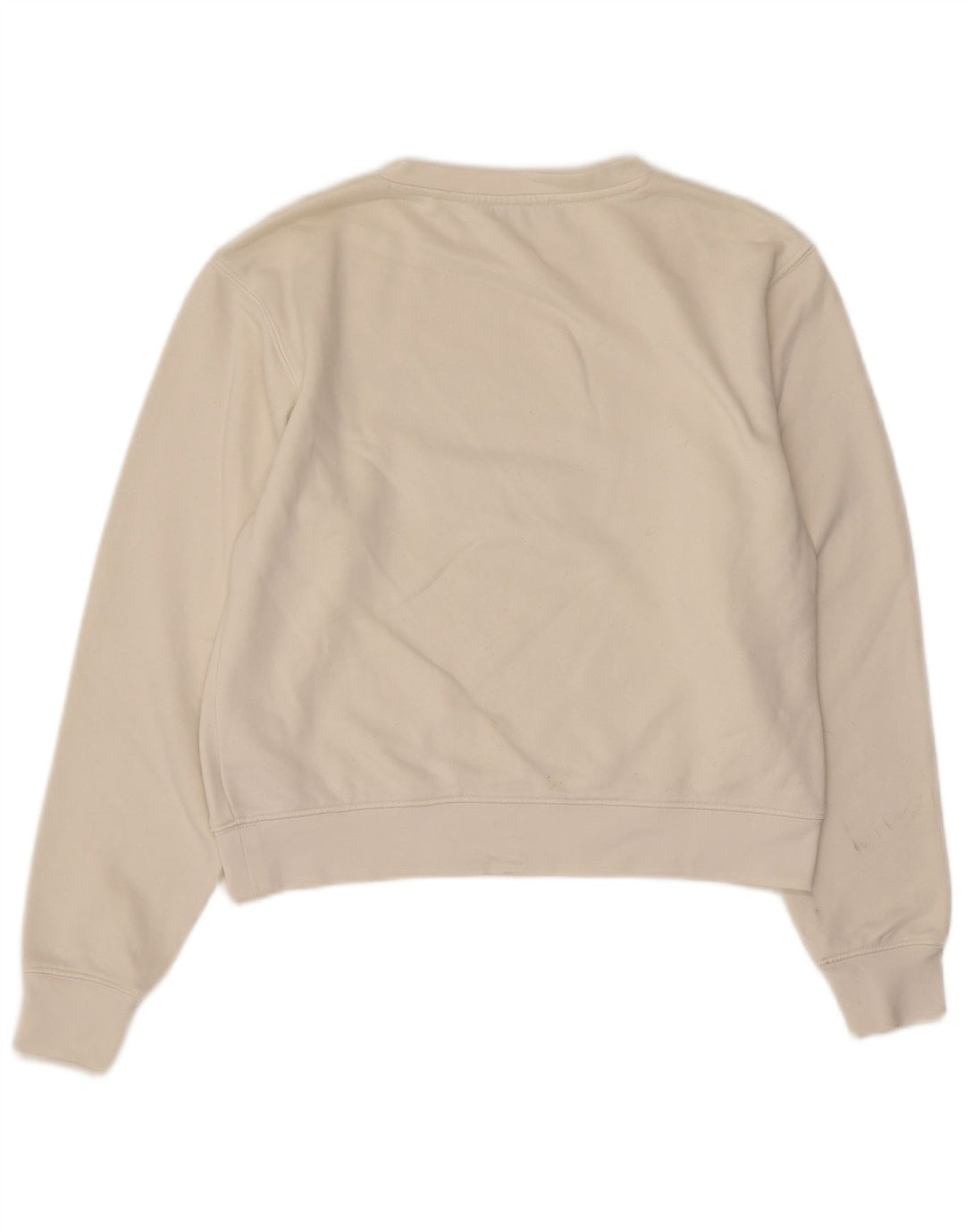 Guess Felpa con grafica corta da donna Maglione UK 10 Small Off White Poliammide