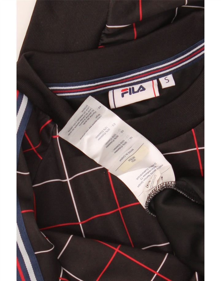 FILA Mens Top Long Sleeve Small Black Check Polyester