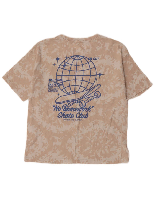 T-shirt grafica Zara per ragazzi, 8-9 anni, in cotone beige tie-dye