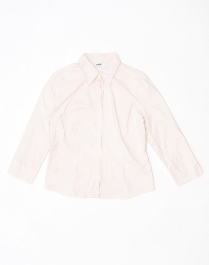 STEFANEL Womens 3/4 Sleeve Shirt UK 14 Large Pink Cotton | Vintage | Thrift | Second-Hand | Used Clothing | Messina Hembry 