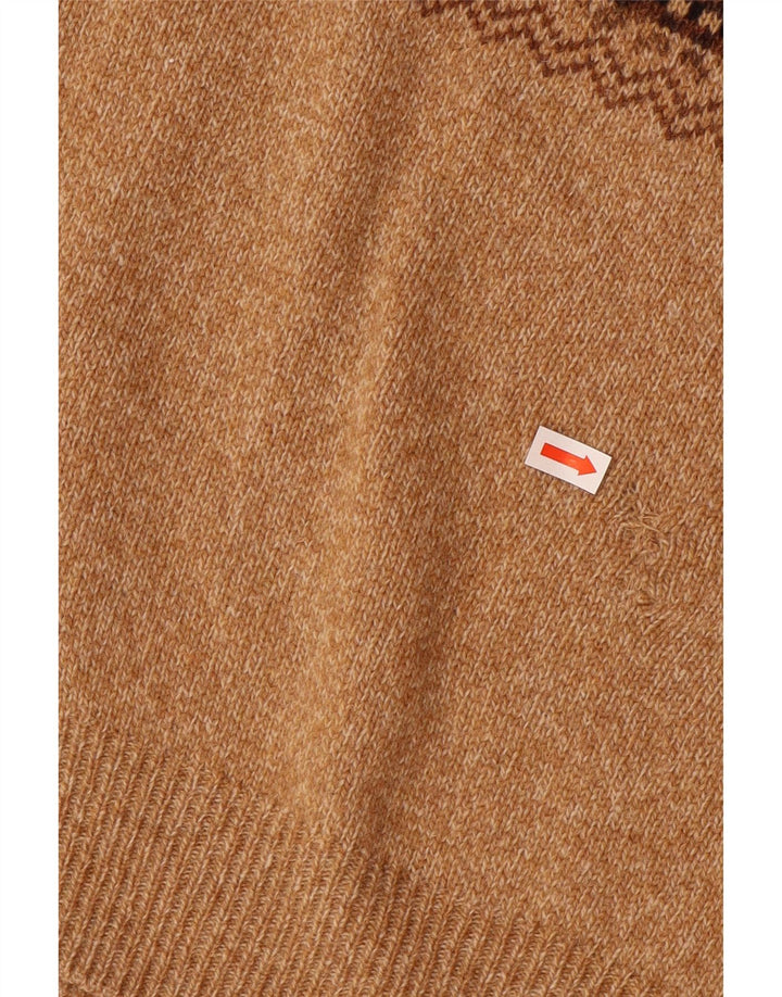 Equipe Maglione da uomo con zip e collo IT 54 XL Lana Fair Isle marrone