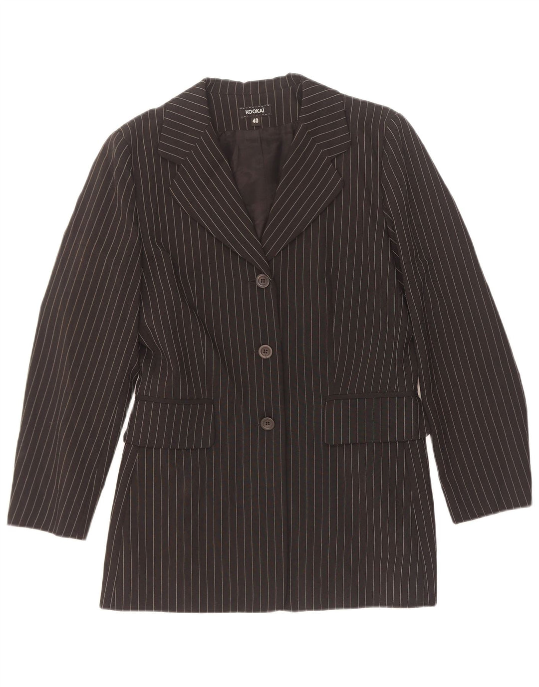 Giacca blazer a 3 bottoni da donna Kookai EU 40 poliestere gessato nero medio