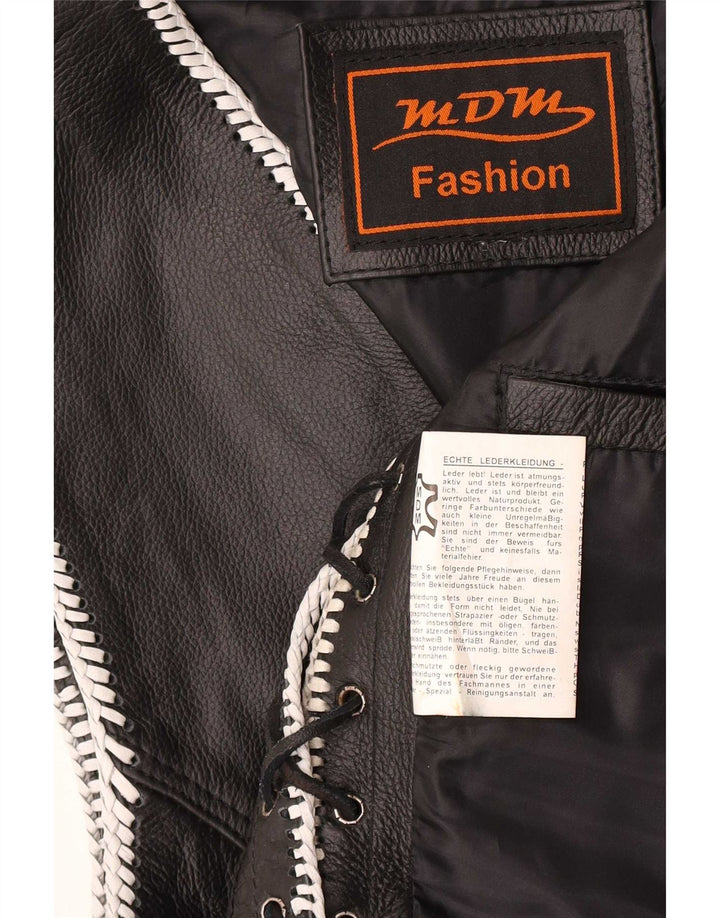 Gilet in pelle Motorstyle da uomo MDM grande nero
