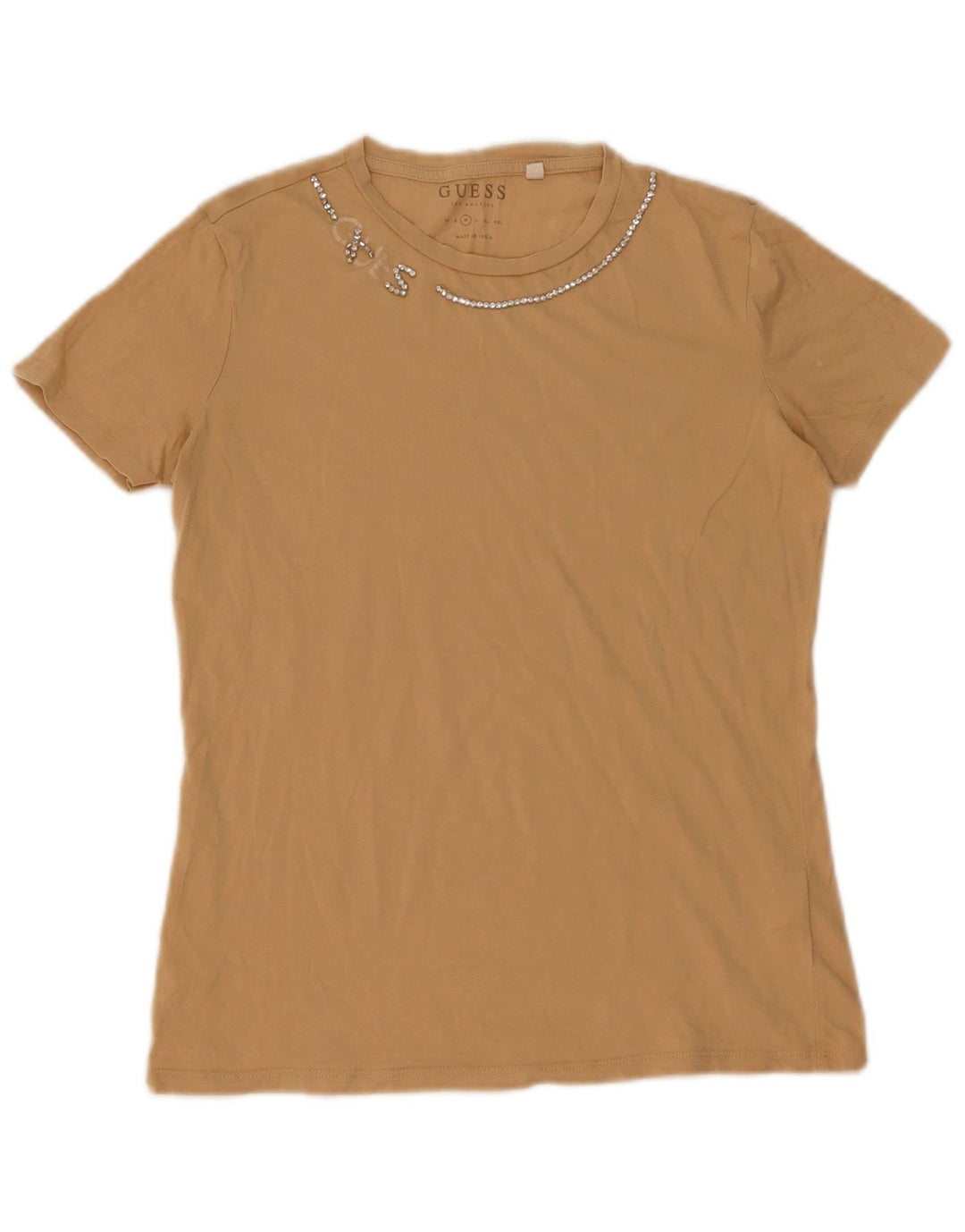 T-shirt da donna Guess Top UK 12 cotone beige medio