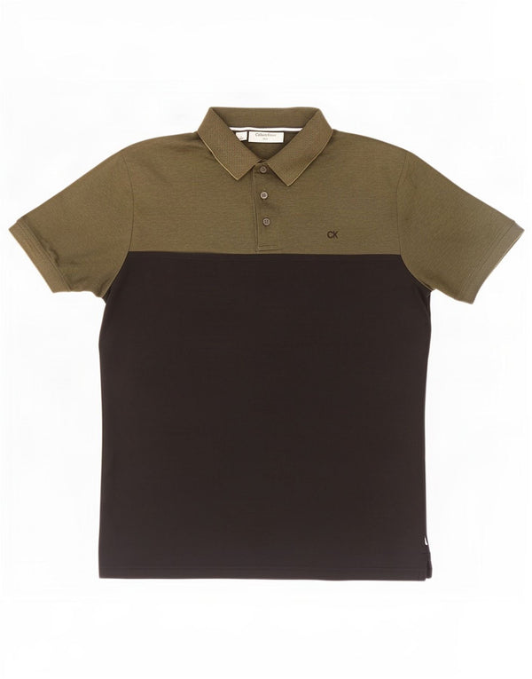 Polo da uomo Calvin Klein in cotone color block medio nero