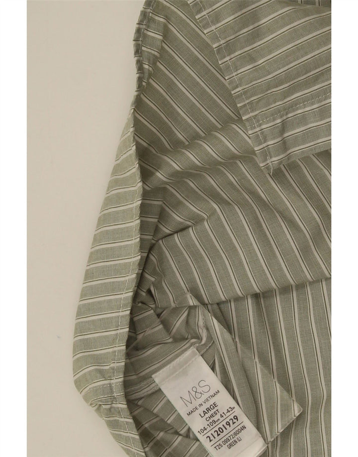 Camicia da uomo Marks & Spencer grande in cotone a righe kaki