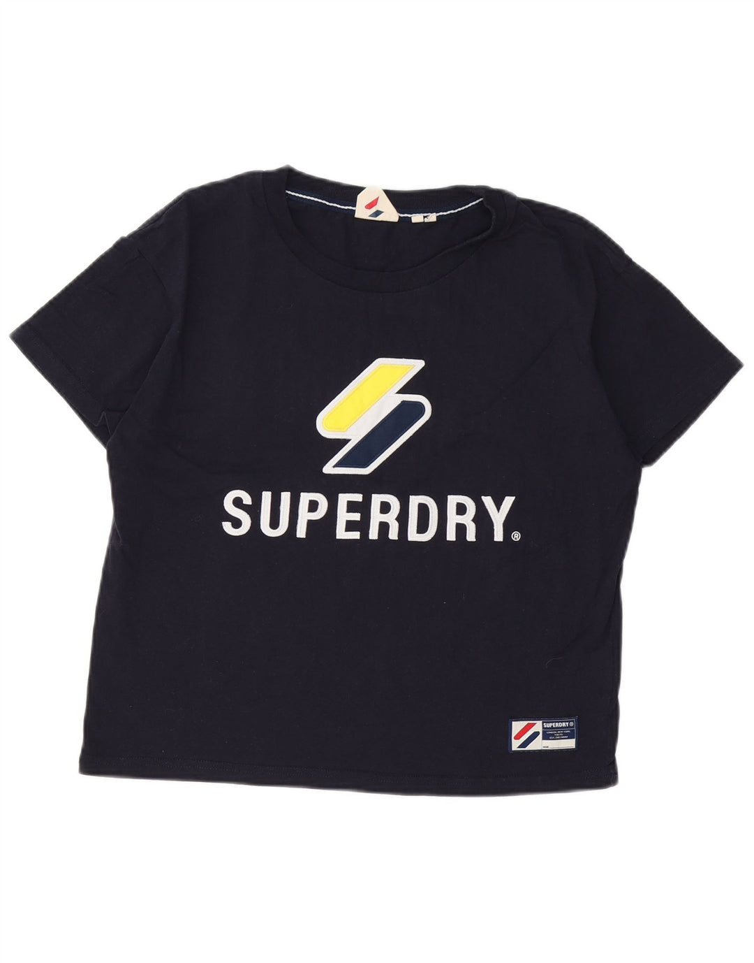 T-shirt grafica da donna SUPERDRY Top UK 12 cotone blu navy medio