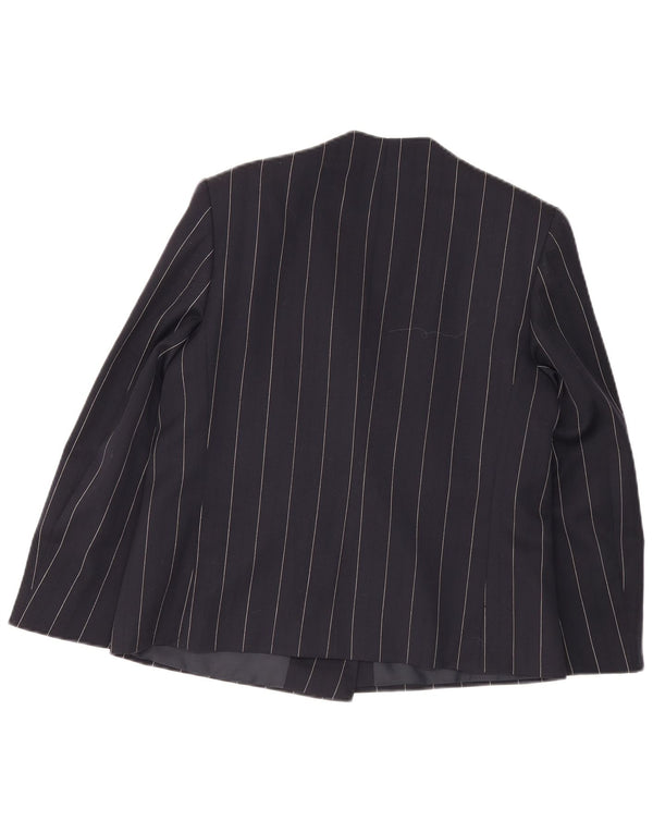 ELENA MIRO Giacca blazer da donna a 2 bottoni UK 18 XL Lana a righe blu navy