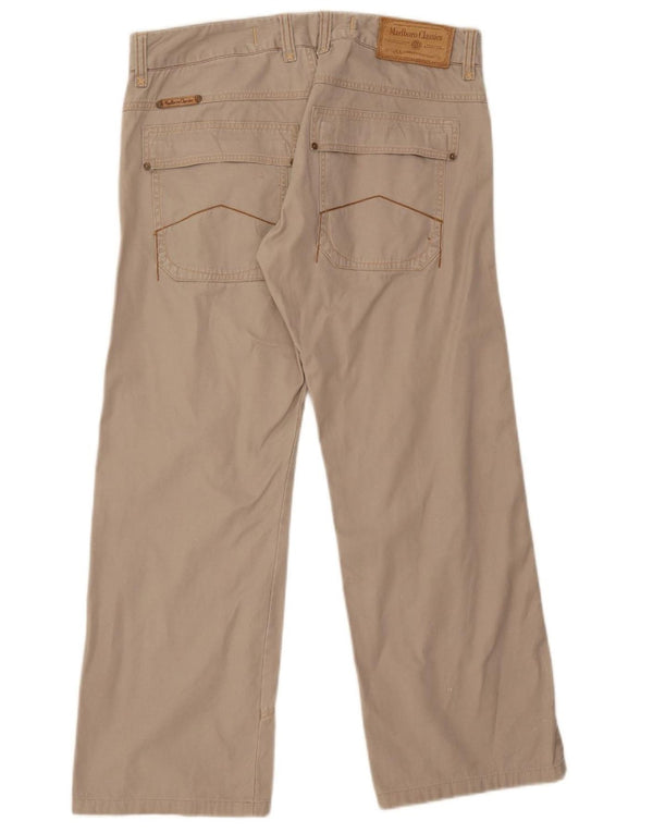 Pantaloni casual dritti da uomo Marlboro Classics W34 L28 in cotone beige