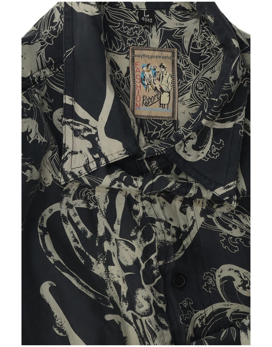 REPORT Camicia da uomo a maniche corte taglia 41/42 Large Blu Navy Paisley