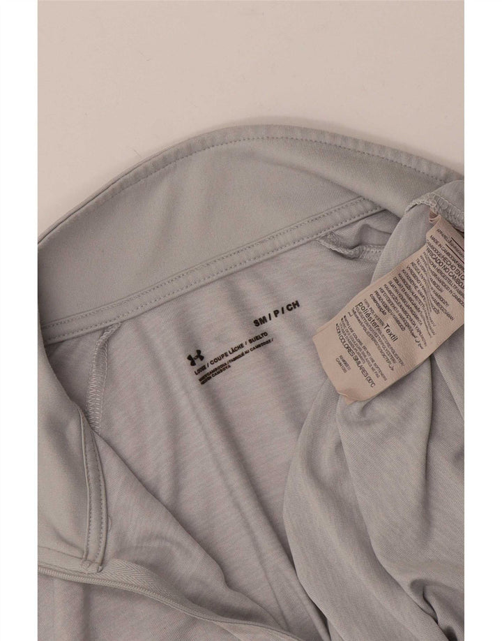 Under Armour Top da uomo con zip e collo a maniche lunghe in poliestere grigio piccolo