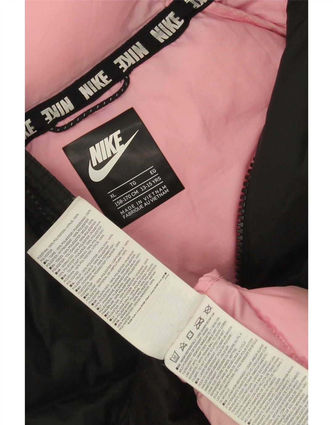 Giacca imbottita con cappuccio Nike bambina 13-14 anni XL poliestere nero
