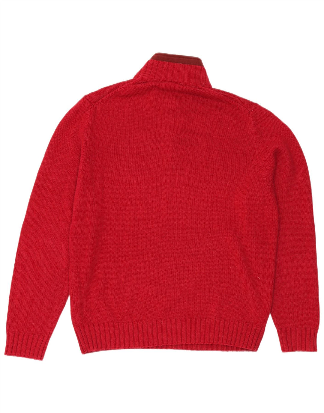 Massimo Dutti Maglione da uomo con zip e collo XL in cotone rosso