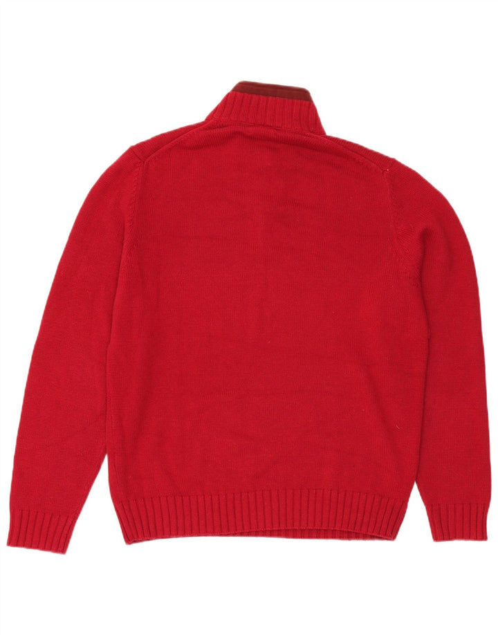 Massimo Dutti Maglione da uomo con zip e collo XL in cotone rosso