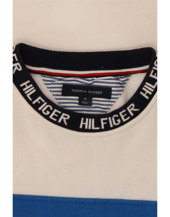 Tommy Hilfiger Uomo Felpa grafica Maglione Medium White Colourblock