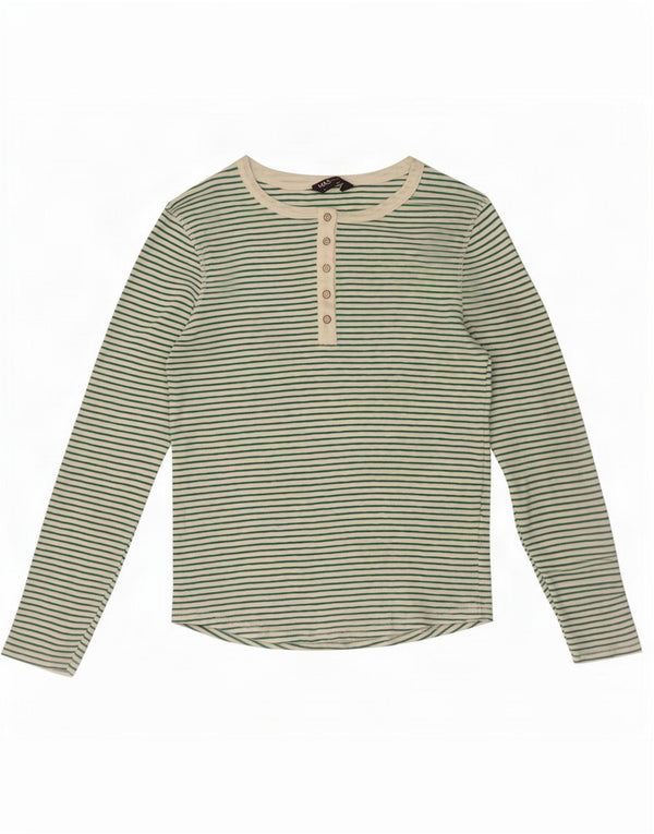 Top manica lunga da donna Marks & Spencer UK 10 piccolo verde gessato