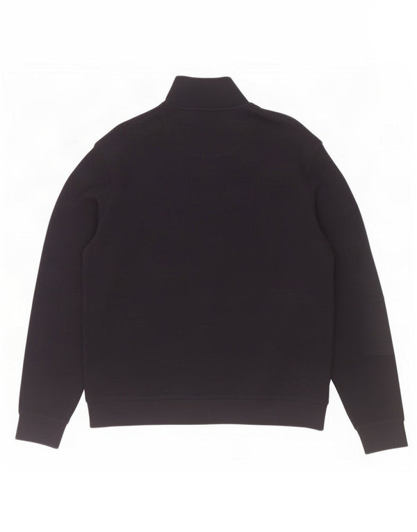 Felpa da uomo Marks & Spencer con zip e collo, grande, in cotone blu navy