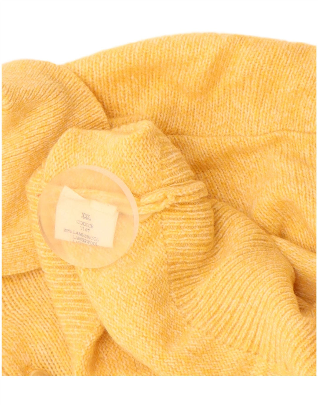 Maglione maglione collo alto da uomo VINTAGE 2XL lana d'agnello gialla