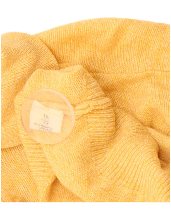 Maglione maglione collo alto da uomo VINTAGE 2XL lana d'agnello gialla