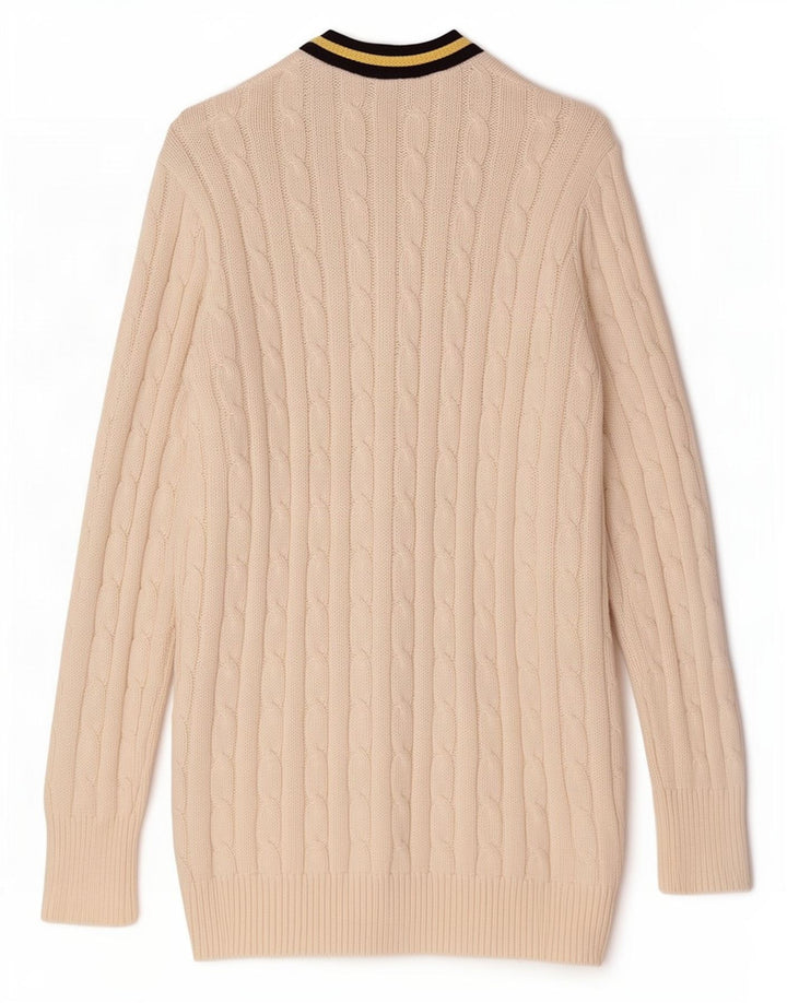 Maglione cardigan da donna Ralph Lauren UK 14 cotone bianco medio