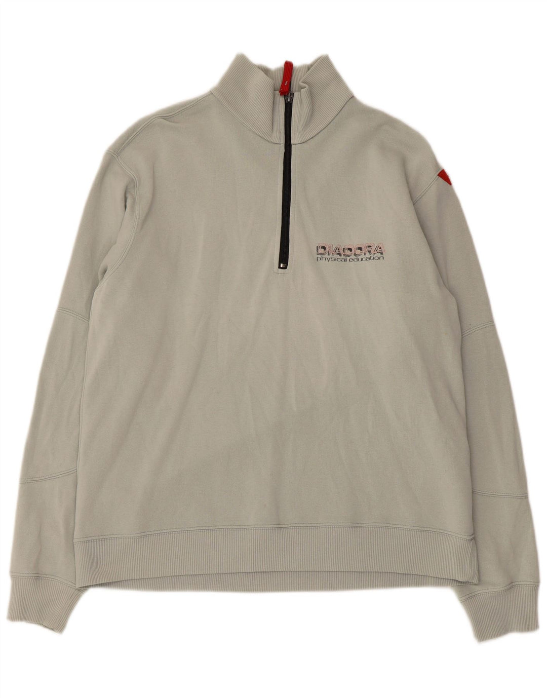 DIADORA Felpa da uomo con collo con zip grafica Maglione grande in cotone grigio