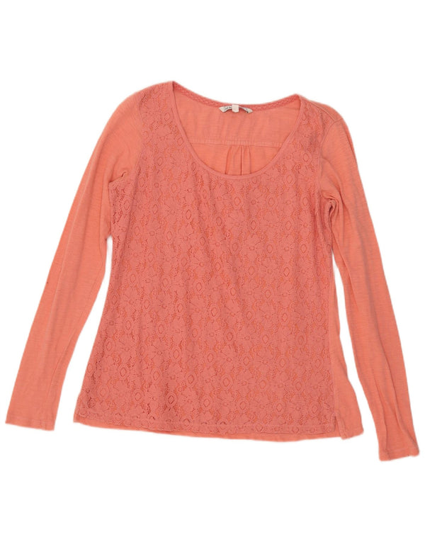 Top da donna a maniche lunghe Fat Face UK 12 Cotone floreale rosa medio