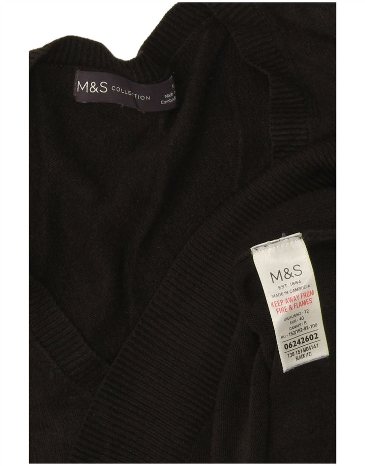 Maglione da donna con scollo a V Marks & Spencer UK 12 Acrilico nero medio