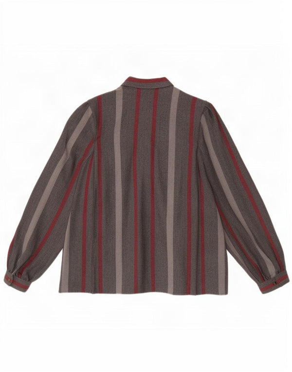Camicetta camicia vintage da donna UK 18 XL a righe grigie